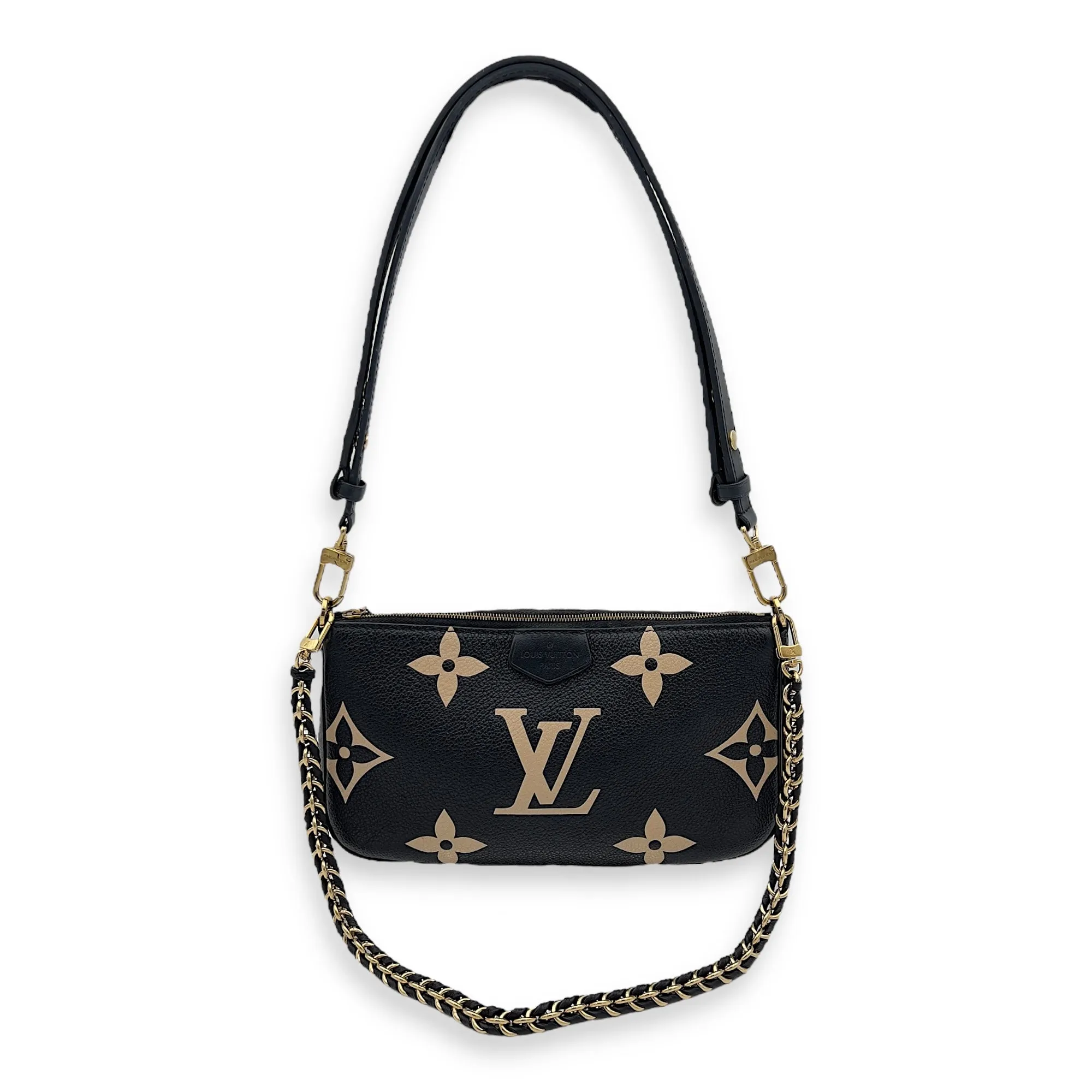 Multi-Pochette Accessoires Crossbody Bag Blue in Empreinte Leather, Gold hardware