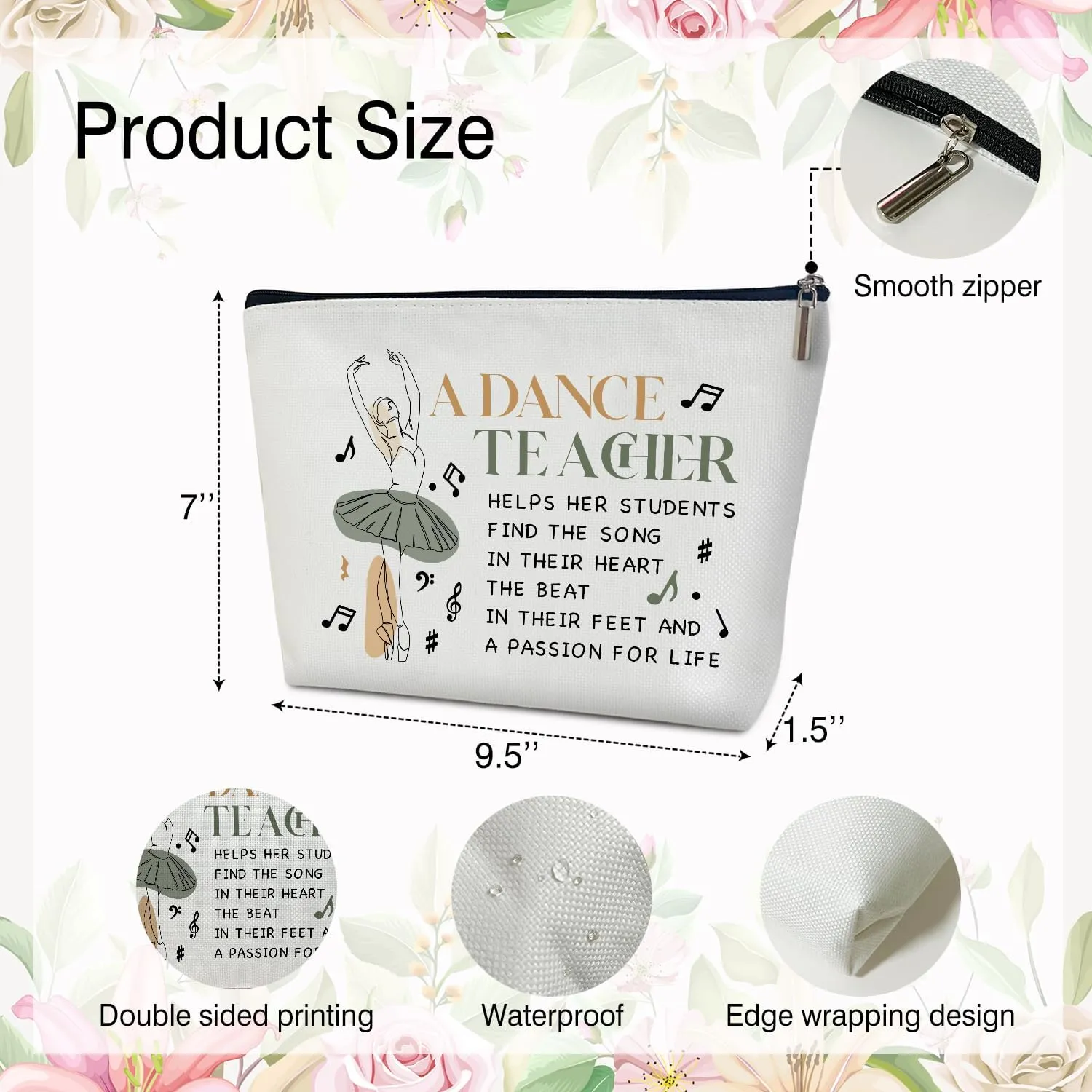 Multifunction Makeup Bag Purse - Appreciation Gift for Her, Women, Coworker, Dance Teacher, Dancer, Travel Accessories