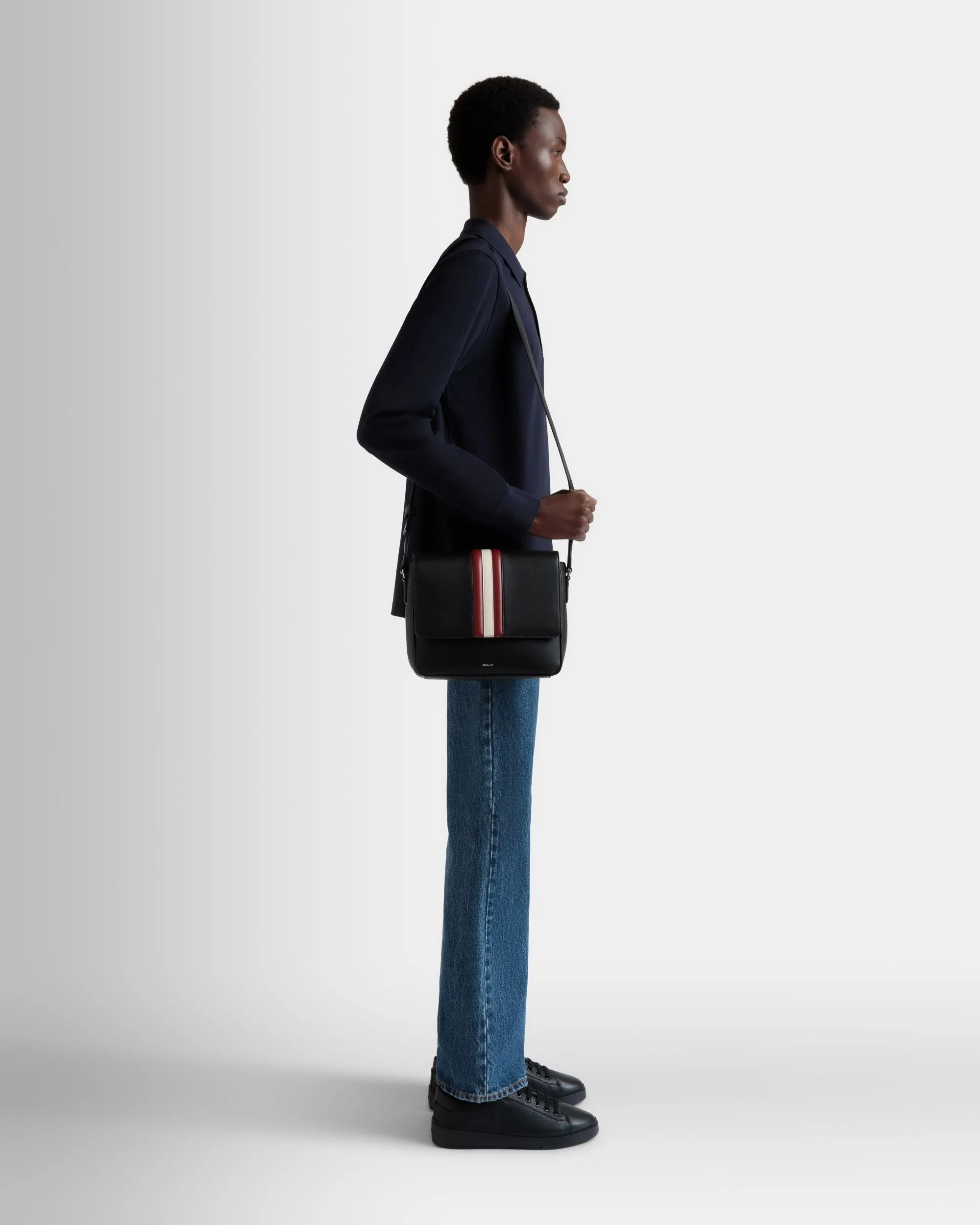 Mythos Crossbody Bag in Black Recycled Leather