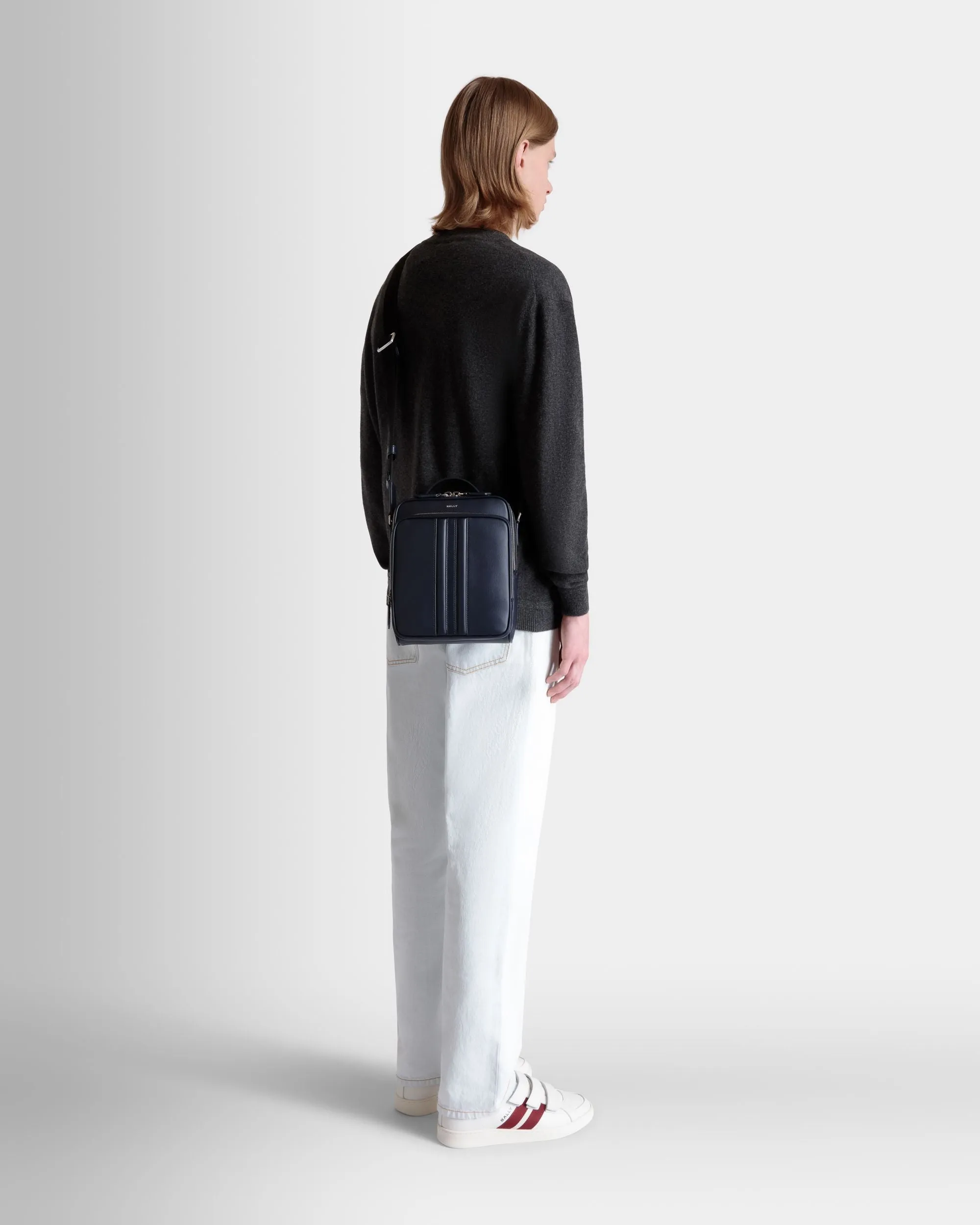 Mythos Crossbody Bag in Navy Blue Recycled Leather