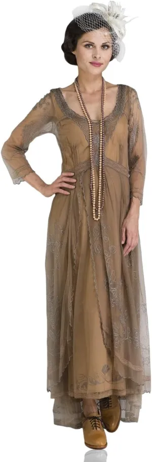 Nataya 40163 Women's Downton 1920s Vintage Style Wedding Party Dress in Antique Silver