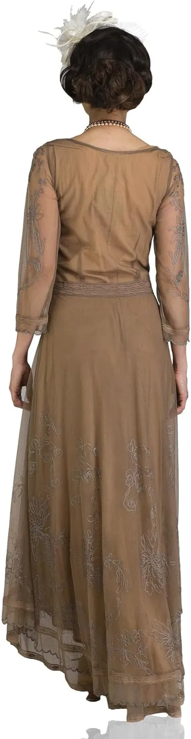 Nataya 40163 Women's Downton 1920s Vintage Style Wedding Party Dress in Antique Silver