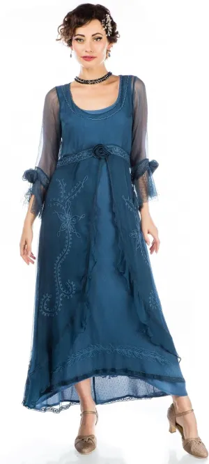Nataya 40836 Women's 1920s Victorian Vintage Style Wedding Party Dress in Lapis Blue