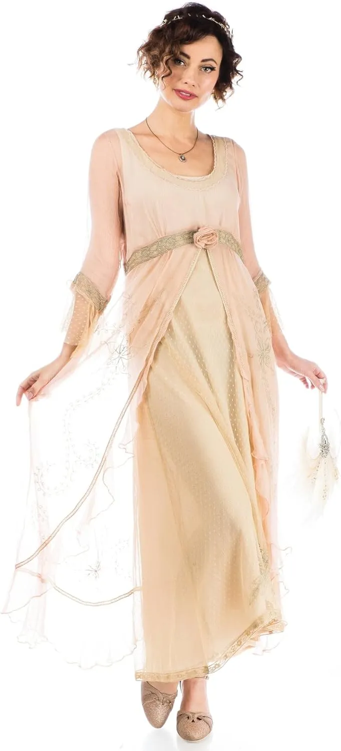 Nataya 40836 Women's 1920s Victorian Vintage Style Wedding Party Dress in Peach Sage