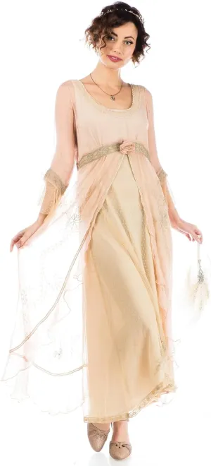 Nataya 40836 Women's 1920s Victorian Vintage Style Wedding Party Dress in Peach Sage