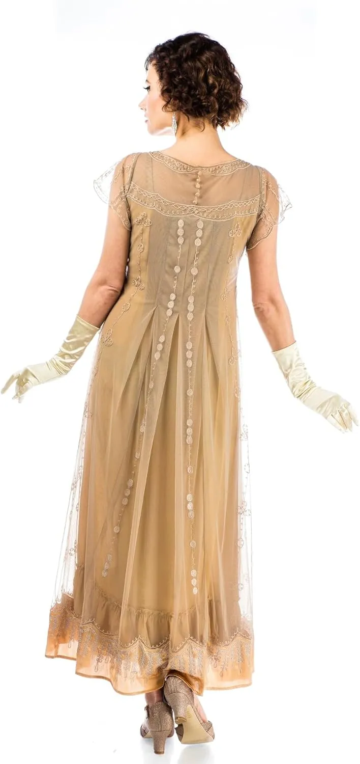 Nataya 40839 Women's Victorian Vintage Style Wedding Party Dress in Silver Gold