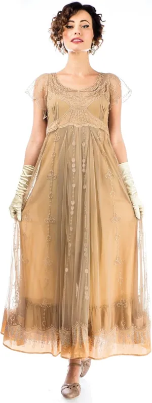 Nataya 40839 Women's Victorian Vintage Style Wedding Party Dress in Silver Gold