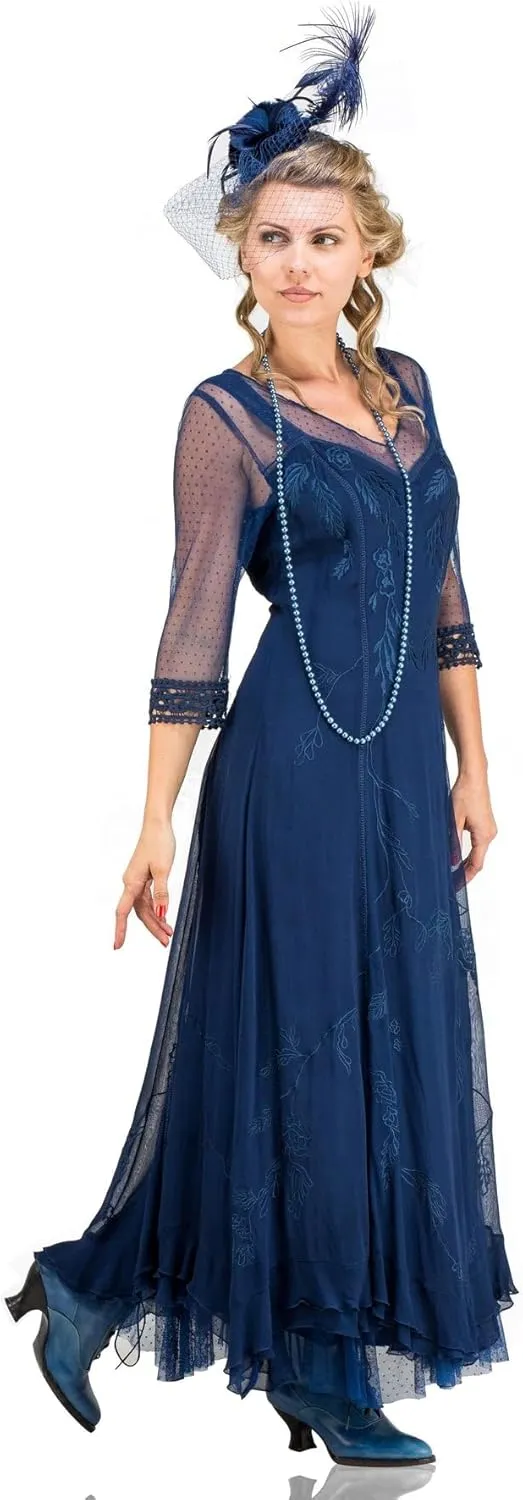 Nataya CL-068 Women's Edwardian Vintage Style Wedding Party Dress in Royal Blue