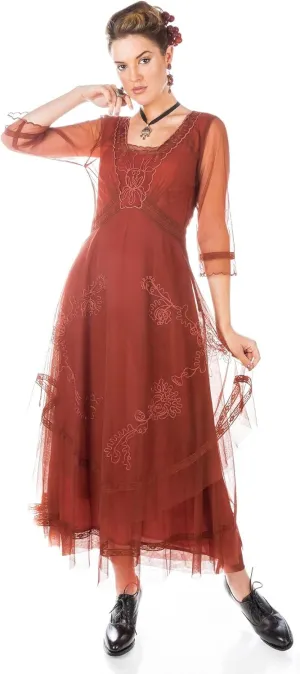 Nataya CL-163 Women's 1920s Vintage Style Wedding Party Dress in Paprika