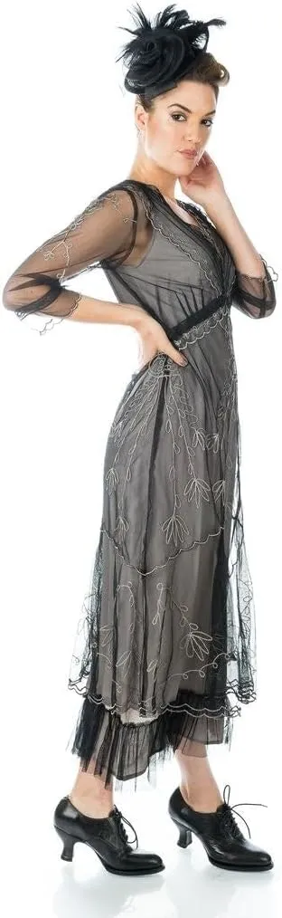 Nataya CL-509 Women's Victorian 1920s Vintage Style Wedding Party Dress in Black