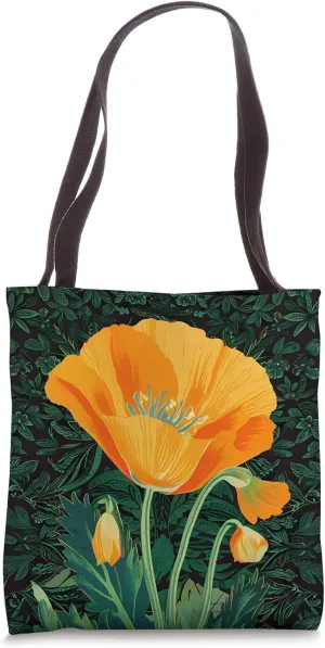 Nature California Poppy Flower Botanical Floral Poppies Love Tote Bag
