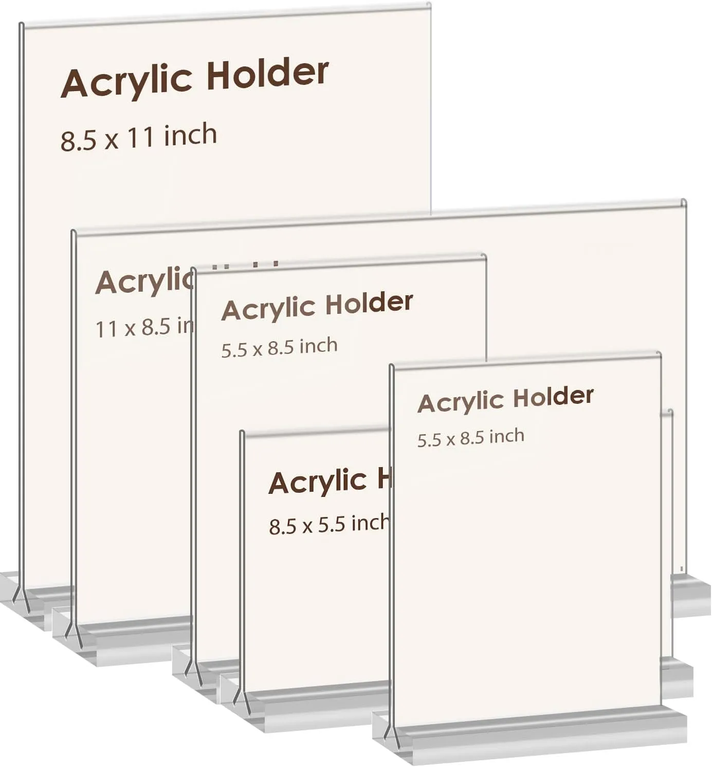 newnewshow 8.5x11 Acrylic Sign Holder 3 Pack Vertical Double-Sided Display (Optional 8.5x11 8.5x5.5 5x7 Horizontal and Vertical)