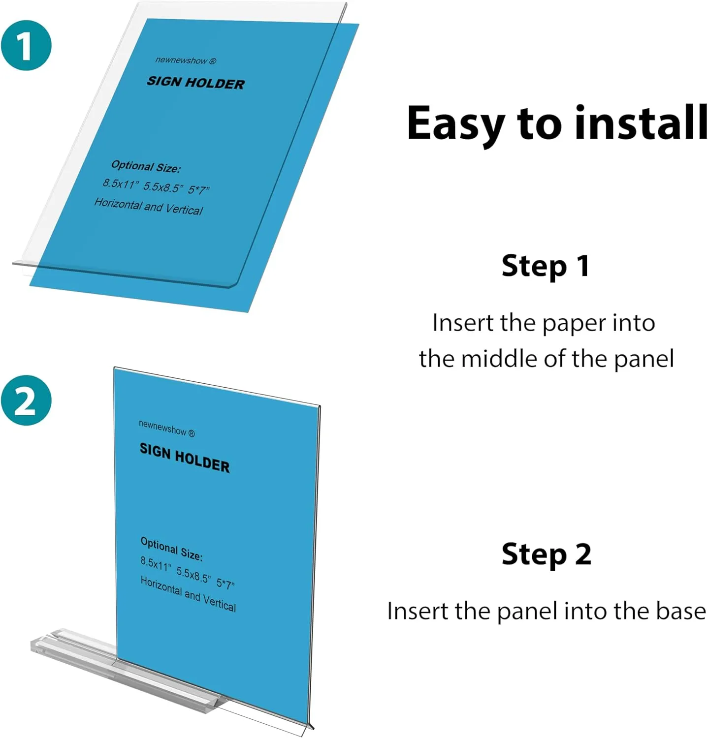 newnewshow 8.5x11 Acrylic Sign Holder 3 Pack Vertical Double-Sided Display (Optional 8.5x11 8.5x5.5 5x7 Horizontal and Vertical)