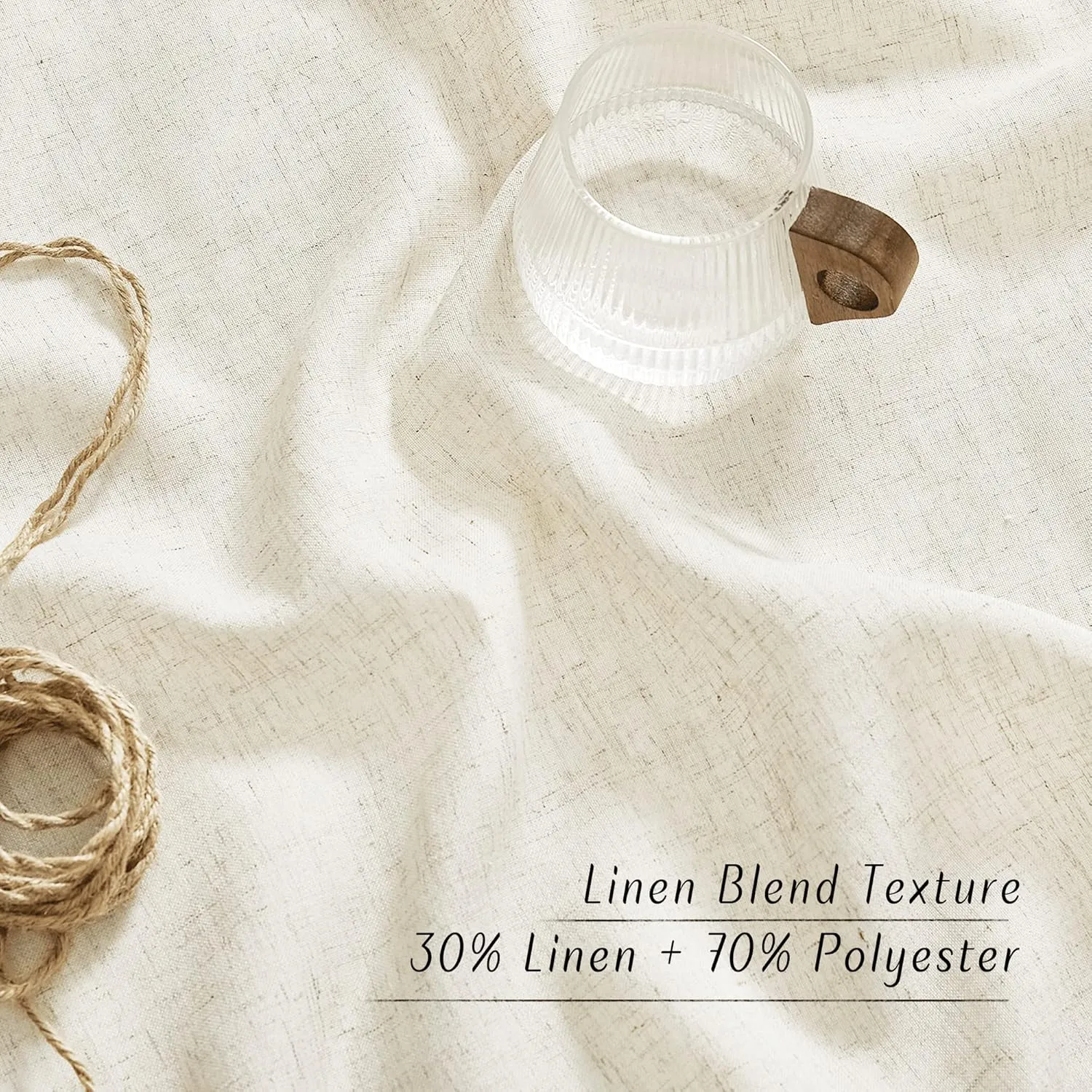 NICETOWN Boho-Chic Linen Curtains 84 inch Long 2 Panels Set, Grommet Thick Linen Blend Semi-Sheer Drapes Privacy Assured with Light Through for Bedroom/Living Room, Natural, W42 x L84
