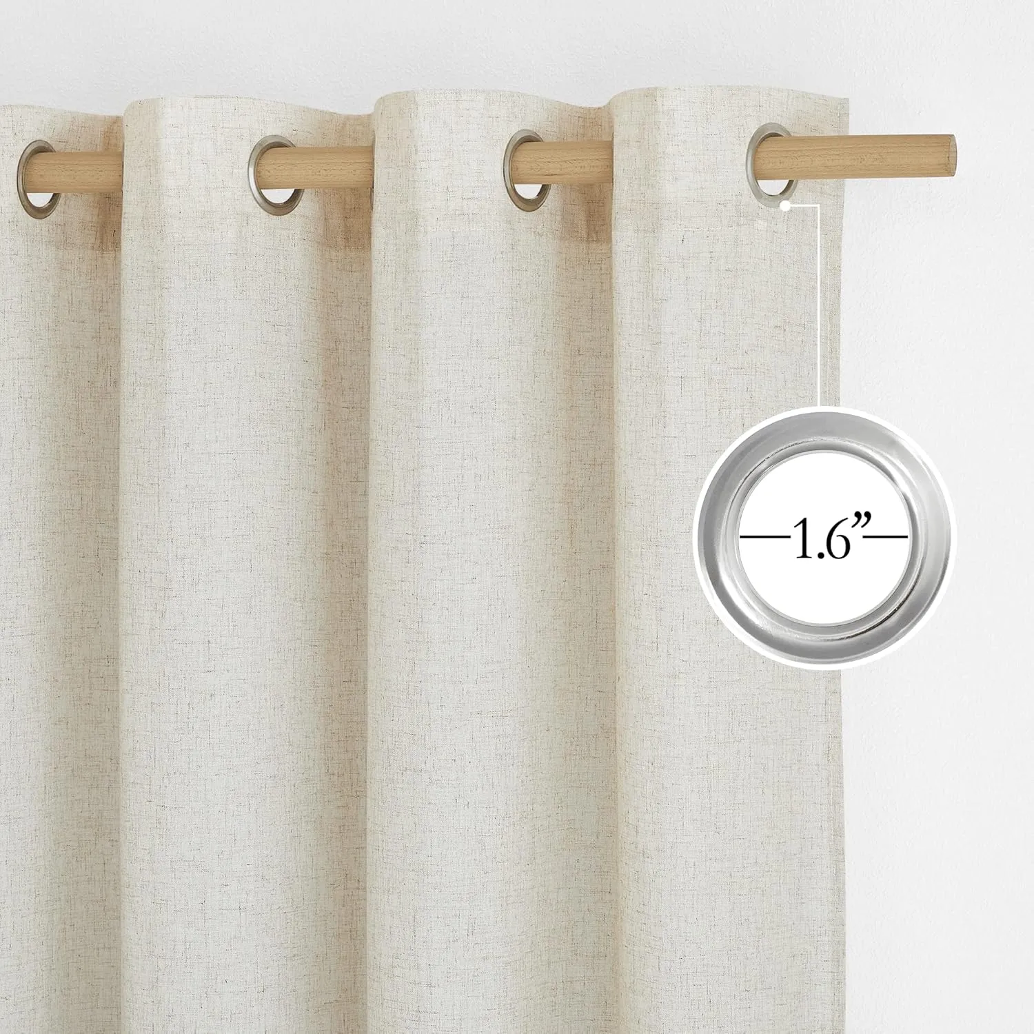 NICETOWN Boho-Chic Linen Curtains 84 inch Long 2 Panels Set, Grommet Thick Linen Blend Semi-Sheer Drapes Privacy Assured with Light Through for Bedroom/Living Room, Natural, W42 x L84