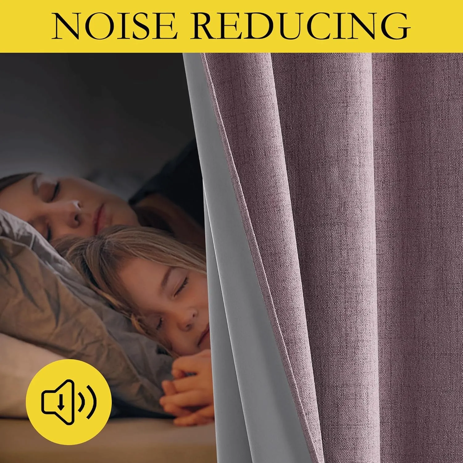 NICETOWN Chaise Mauve Vintage Linen 100% Blackout Curtains for Living Room, Thermal Insulated Curtains 84“ Long, Noise Reducing Window Treatment Drapes for Hall Room, 52" Wide Per Panel, Set of 2