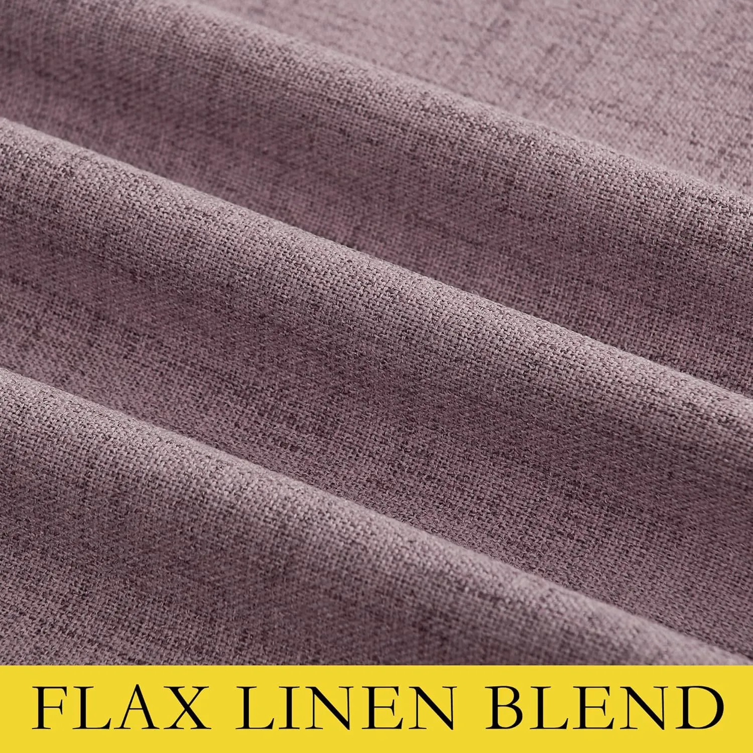 NICETOWN Chaise Mauve Vintage Linen 100% Blackout Curtains for Living Room, Thermal Insulated Curtains 84“ Long, Noise Reducing Window Treatment Drapes for Hall Room, 52" Wide Per Panel, Set of 2