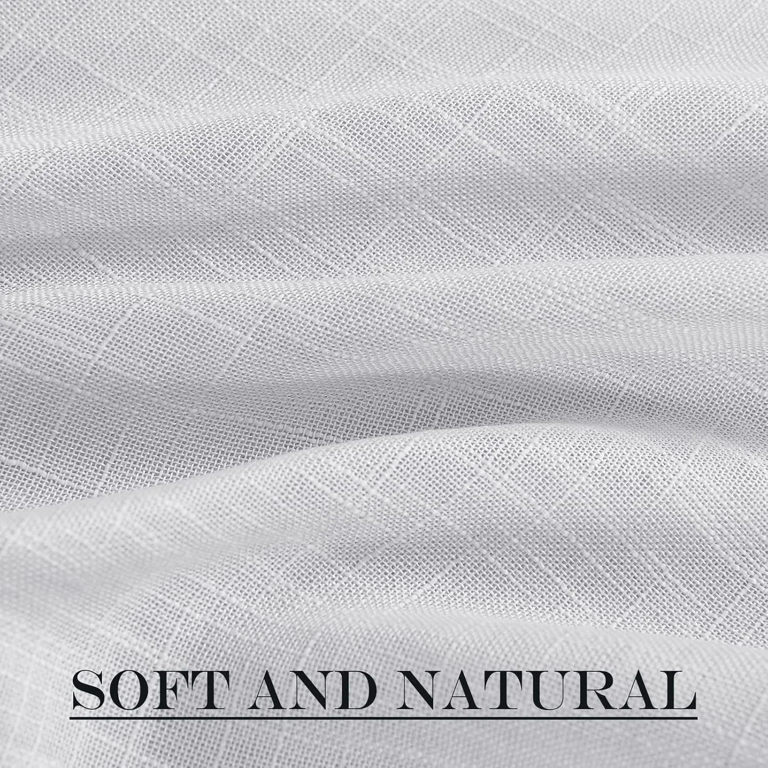 NICETOWN French Door Panel with Tieback - Linen Look Sheer Curtain Linen Textured Sheer French Door Panel with a Tieback (52 Width x 72 Length, Light Grey, 1 PC)