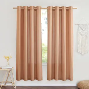 NICETOWN Linen Burlap Burnt Orange Window Treatments, Grommet Thick Privacy Linen Curtains with Light Filtering Drapes for Living Room/Bedroom, Burnt Orange, W55 x L72, 2 Panels