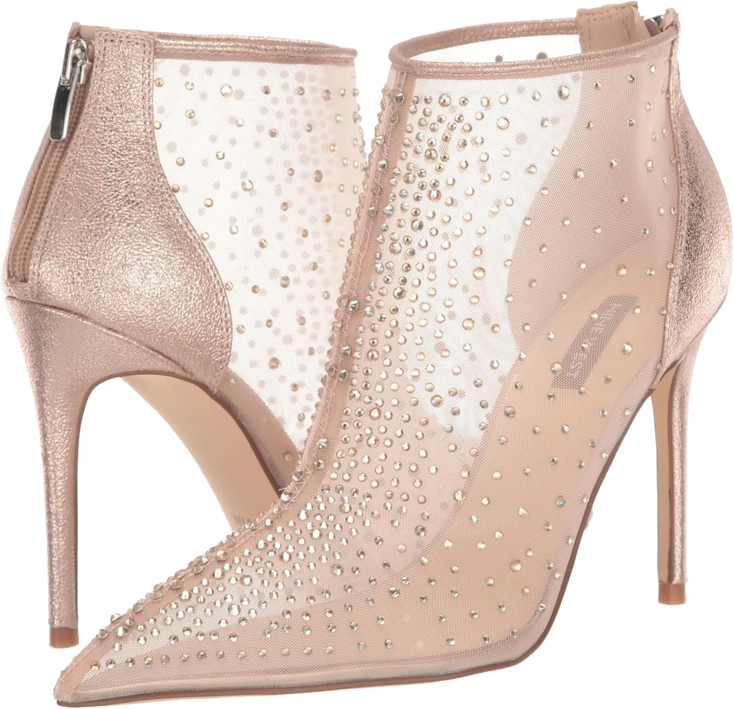 Nine West Women's Embellished Fornow Pointy Toe Stiletto Zip Up Dress Booties
