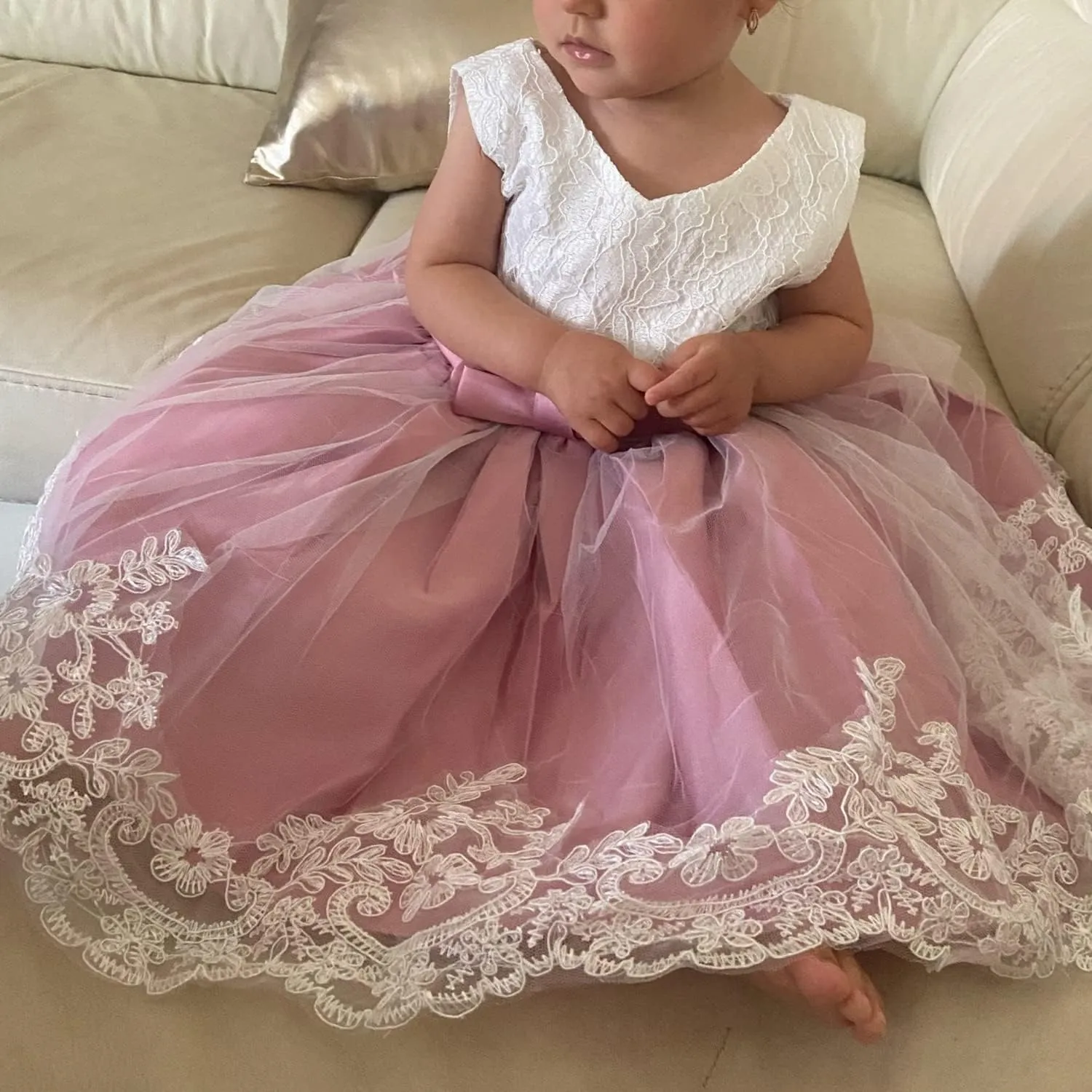 NNJXD Girls' Tulle Flower Princess Wedding Dress for Toddler and Baby Girl