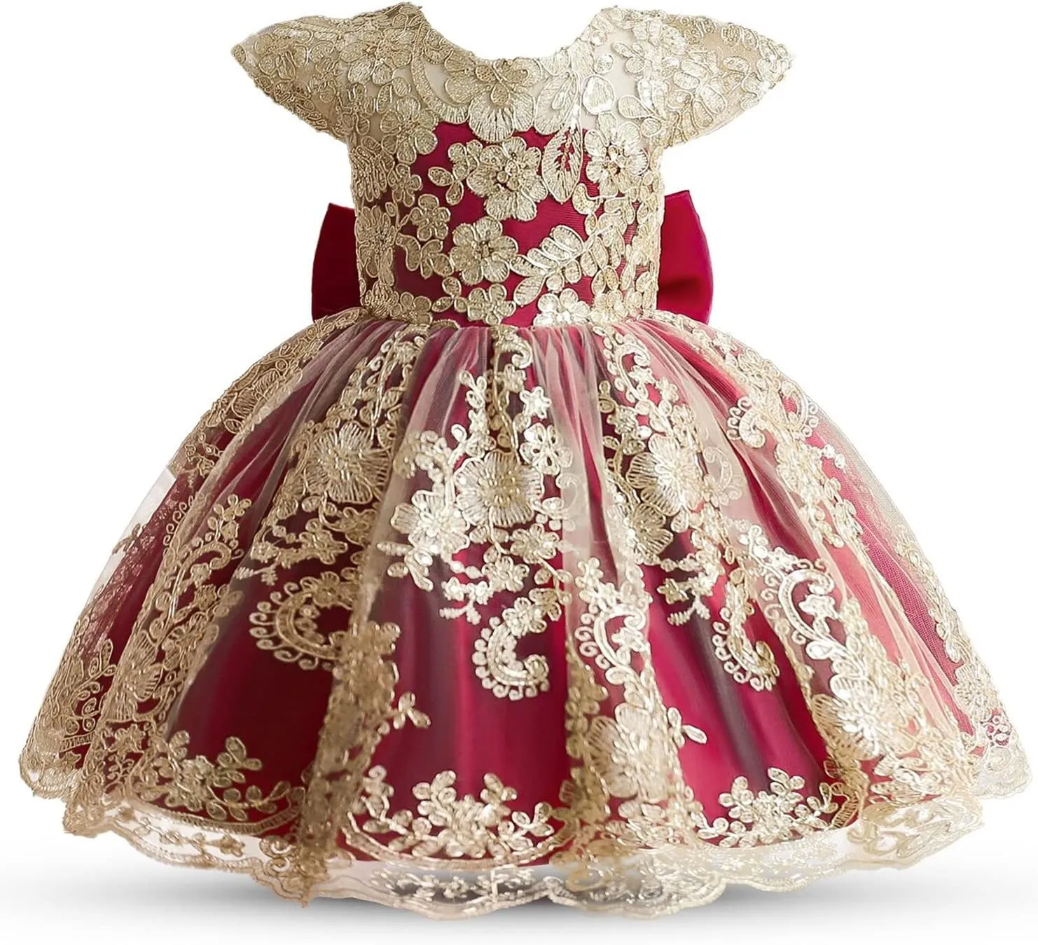 NNJXD Girls' Tulle Flower Princess Wedding Dress for Toddler and Baby Girl
