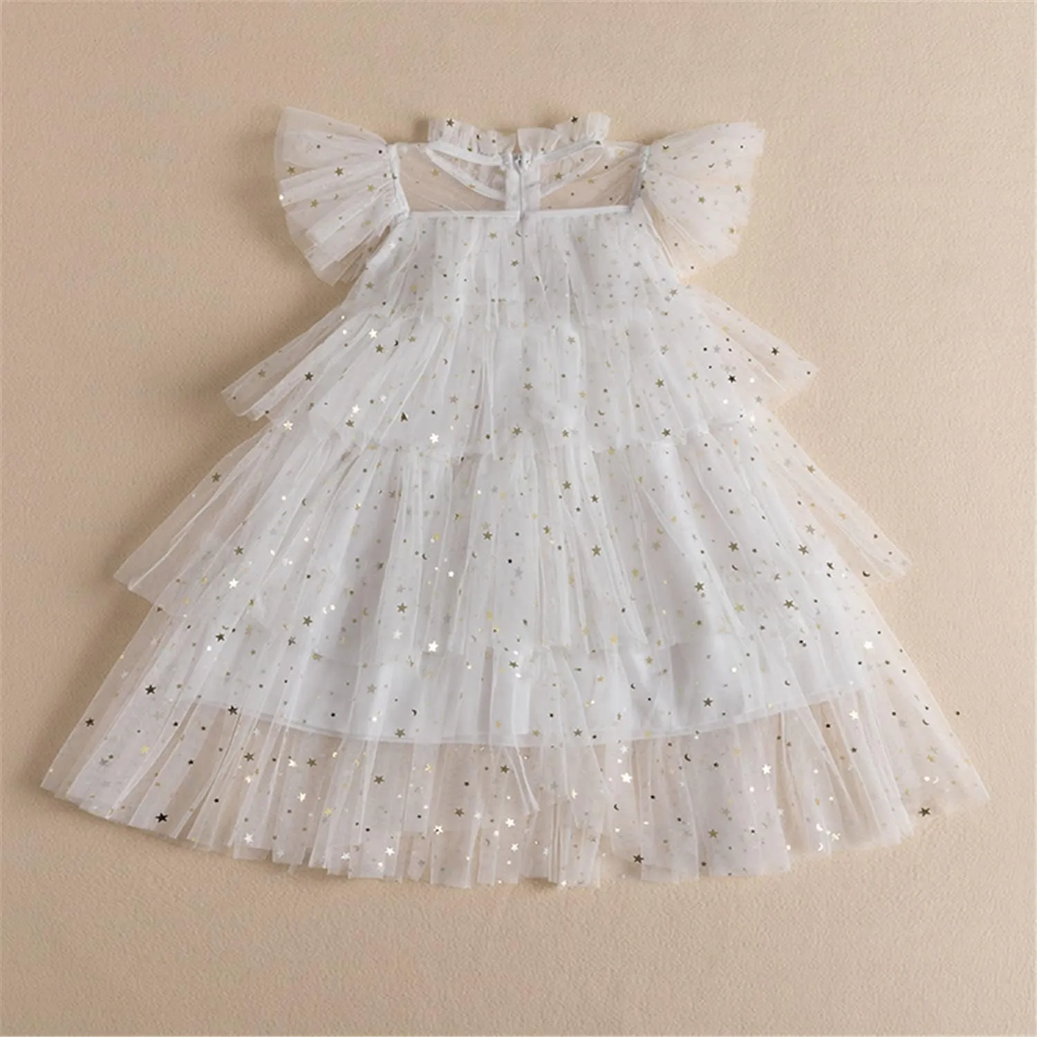NNJXD Little Girl Tutu Dress Tulle Ruffles Flower Girls Wedding Party Dresses