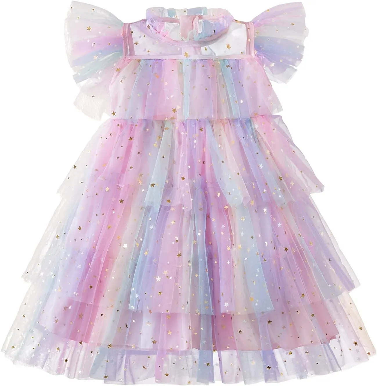 NNJXD Little Girl Tutu Dress Tulle Ruffles Flower Girls Wedding Party Dresses