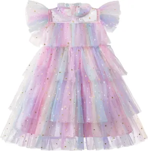 NNJXD Little Girl Tutu Dress Tulle Ruffles Flower Girls Wedding Party Dresses