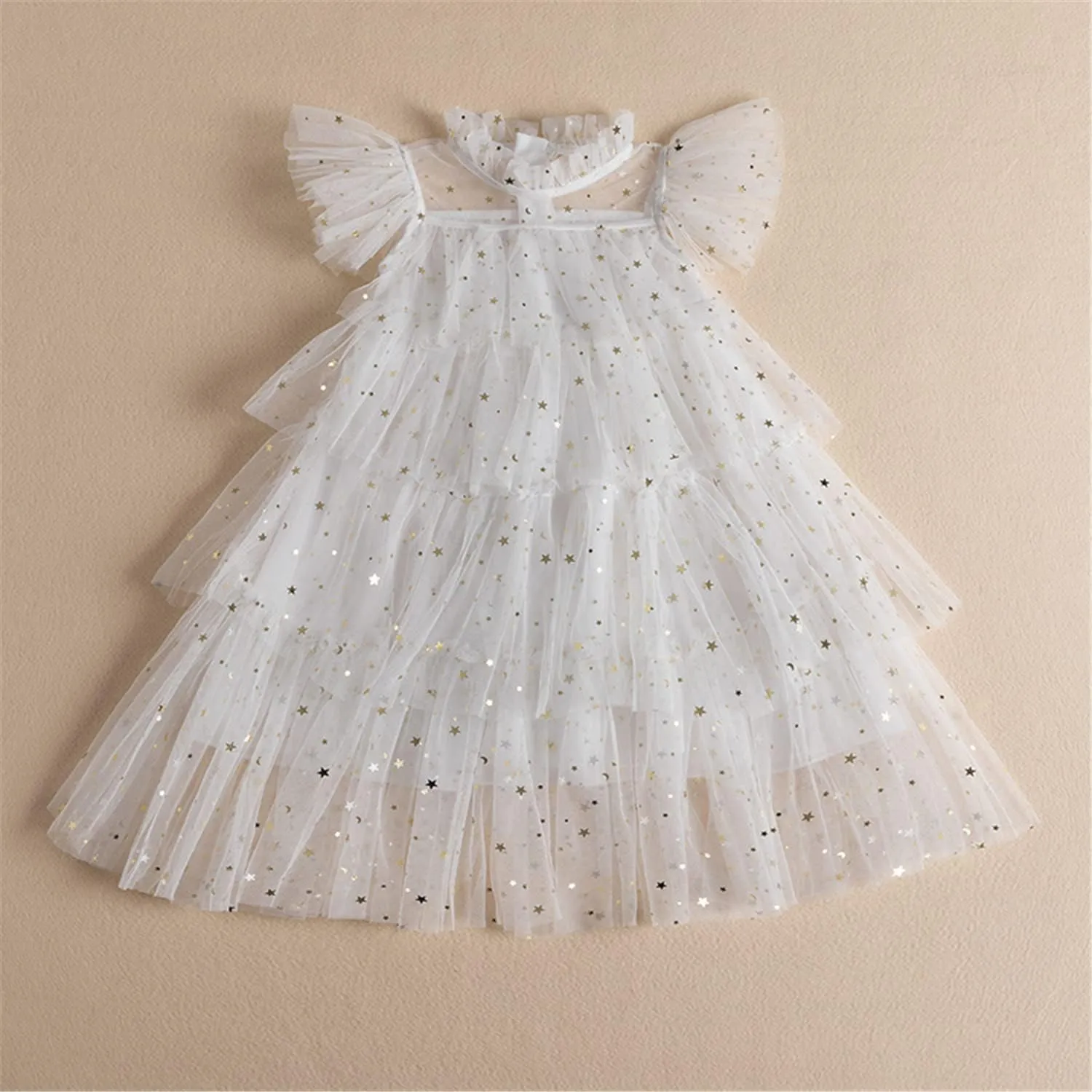 NNJXD Little Girl Tutu Dress Tulle Ruffles Flower Girls Wedding Party Dresses
