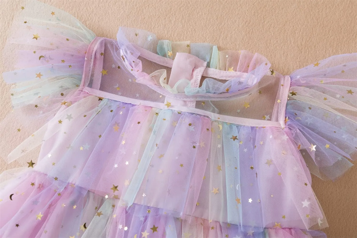 NNJXD Little Girl Tutu Dress Tulle Ruffles Flower Girls Wedding Party Dresses
