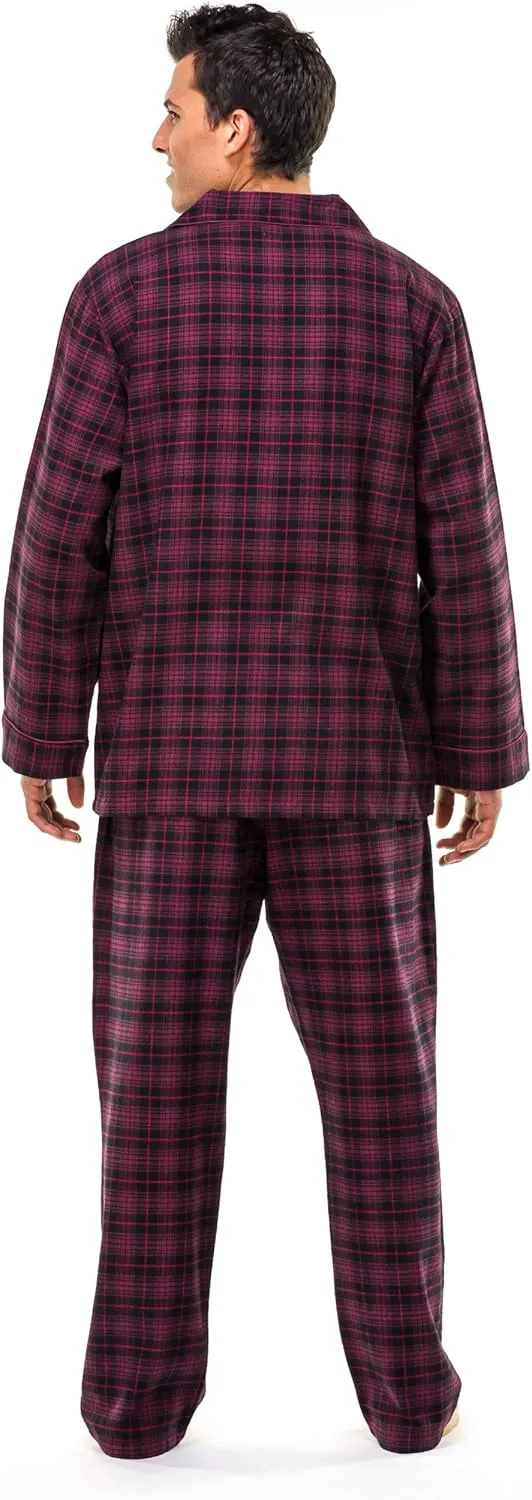 Noble Mount Mens 100% Cotton Flannel Pajama Set with Pant Pockets & Drawstring