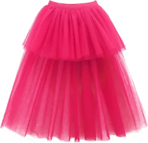Noomlfish Girls High Low Long Tutu Skirts Kids Tulle Party Maxi Skirt (4-12 Years)