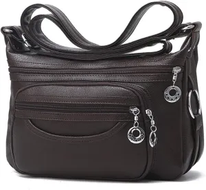 NOTAG Leather Crossbody Bags for Women Multi Pockets Shoulder Bags Ladies Purses Large Travel Handbags