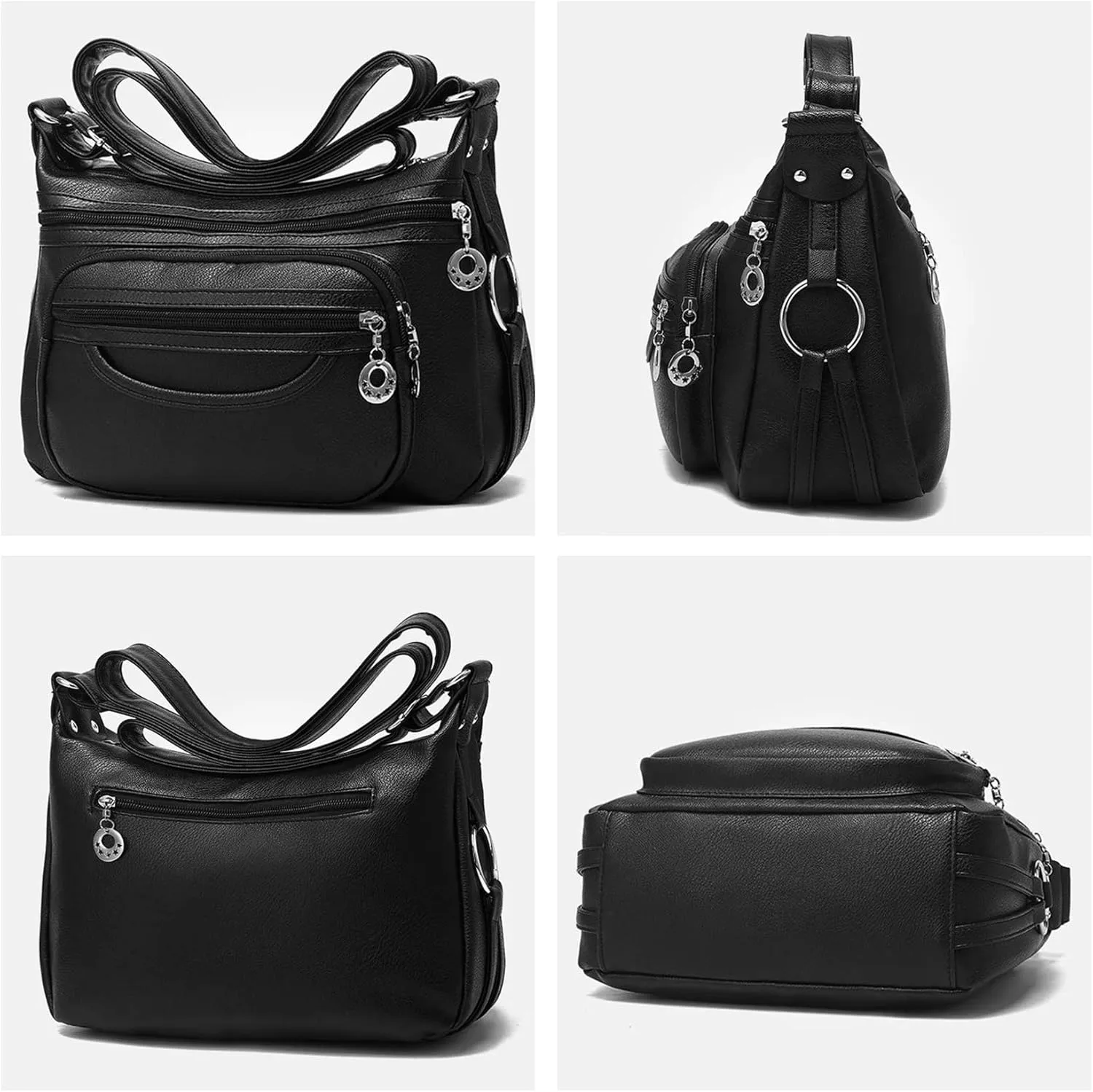 NOTAG Leather Crossbody Bags for Women Multi Pockets Shoulder Bags Ladies Purses Large Travel Handbags