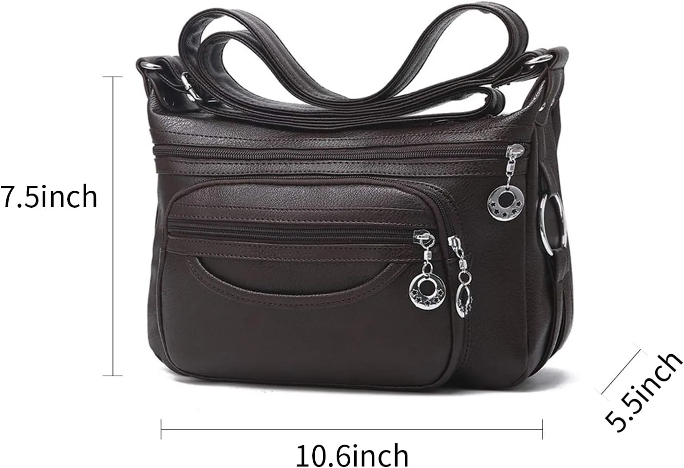NOTAG Leather Crossbody Bags for Women Multi Pockets Shoulder Bags Ladies Purses Large Travel Handbags