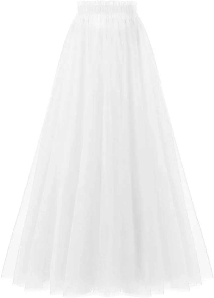 OBBUE Women's A Line Tulle Party Evening Tutu Skirts Tea Length