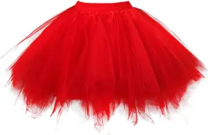 OBBUE Women's Short Vintage Petticoat Skirt Ballet Bubble Tutu Multi-Colored