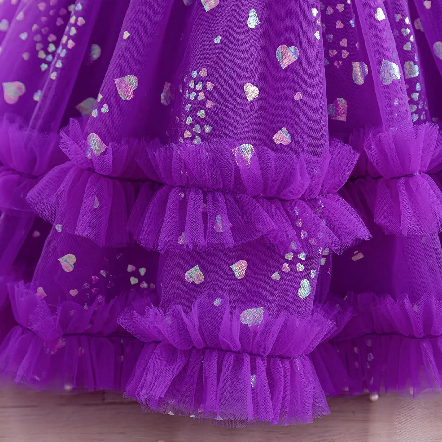 OBEEII Toddler Baby Girls Pageant Dress Sequins Heart Tulle Tutu Dress Flower Wedding Princess Birthday Party Prom Gown