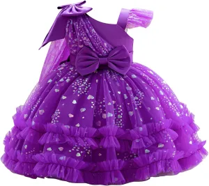OBEEII Toddler Baby Girls Pageant Dress Sequins Heart Tulle Tutu Dress Flower Wedding Princess Birthday Party Prom Gown