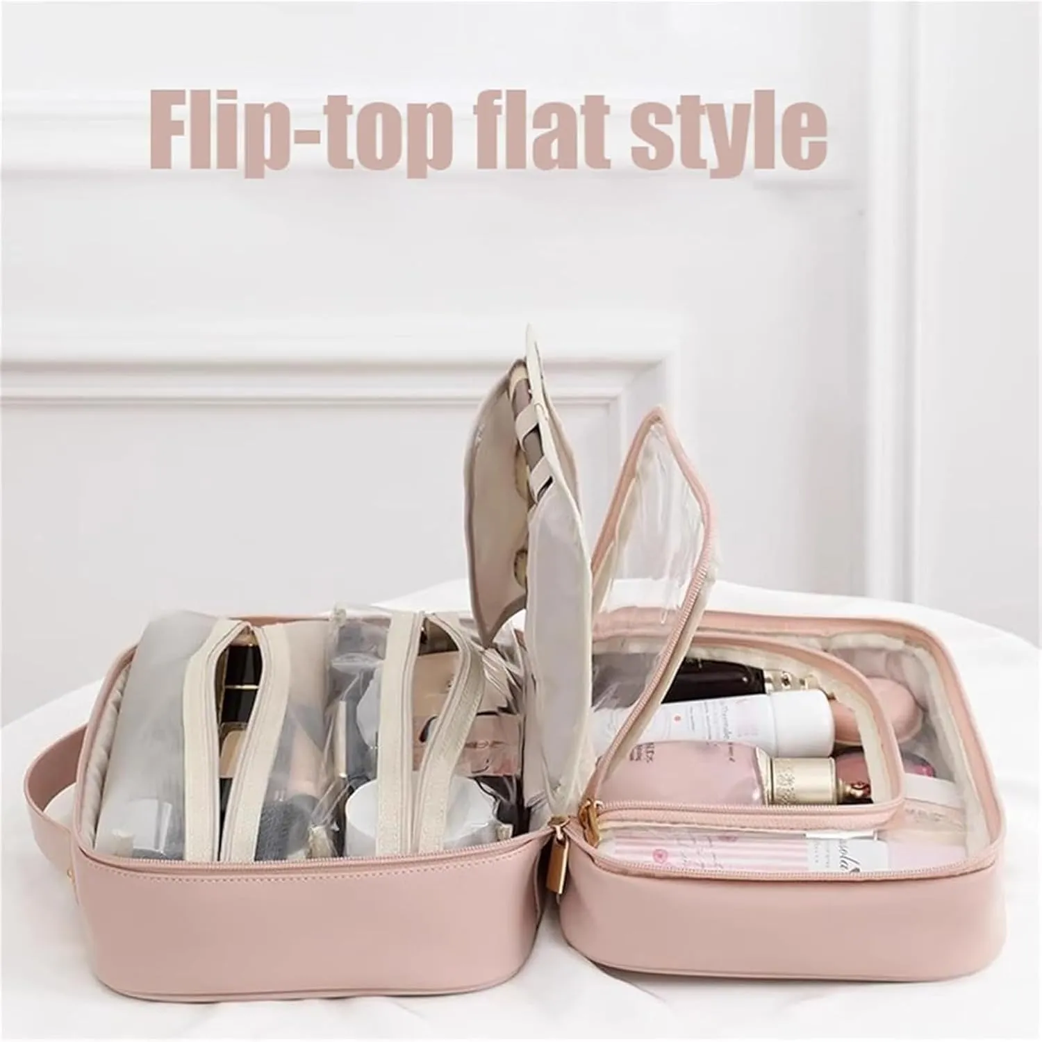 Obviously Multi-Compartment Toiletry Cosmetics Bag, SetPatient Multi-Compartment Toiletry Cosmetics Bag, Bathroom Hanging Cosmetic Bags for Travel (Pink)