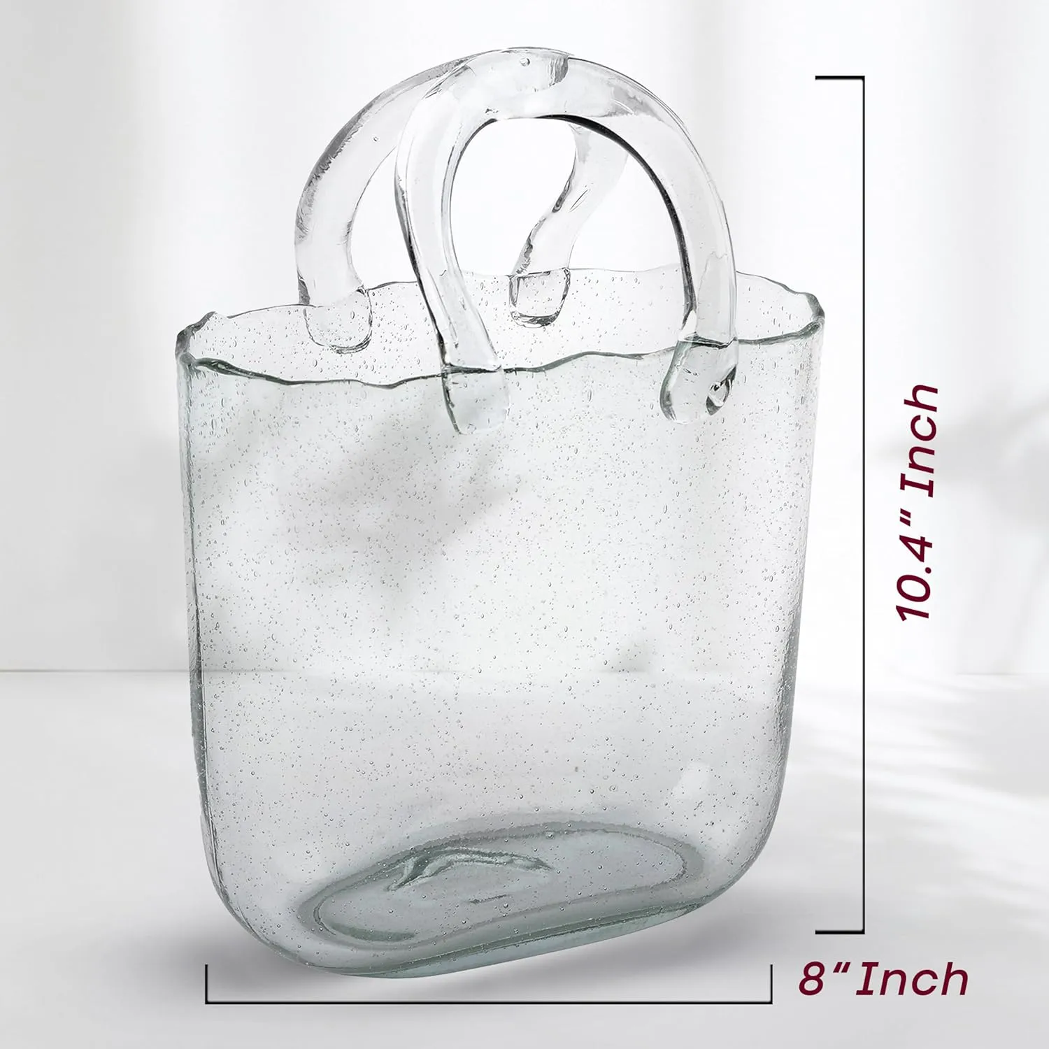 OLEEK Purse vases for Flowers (Handmade) Glass Bag vase -10 Inches- Blue for centerpieces & Fish Bowl - Handbag Unique Flower vase Decorative - Glass Handbag vases for Cute Room Decor
