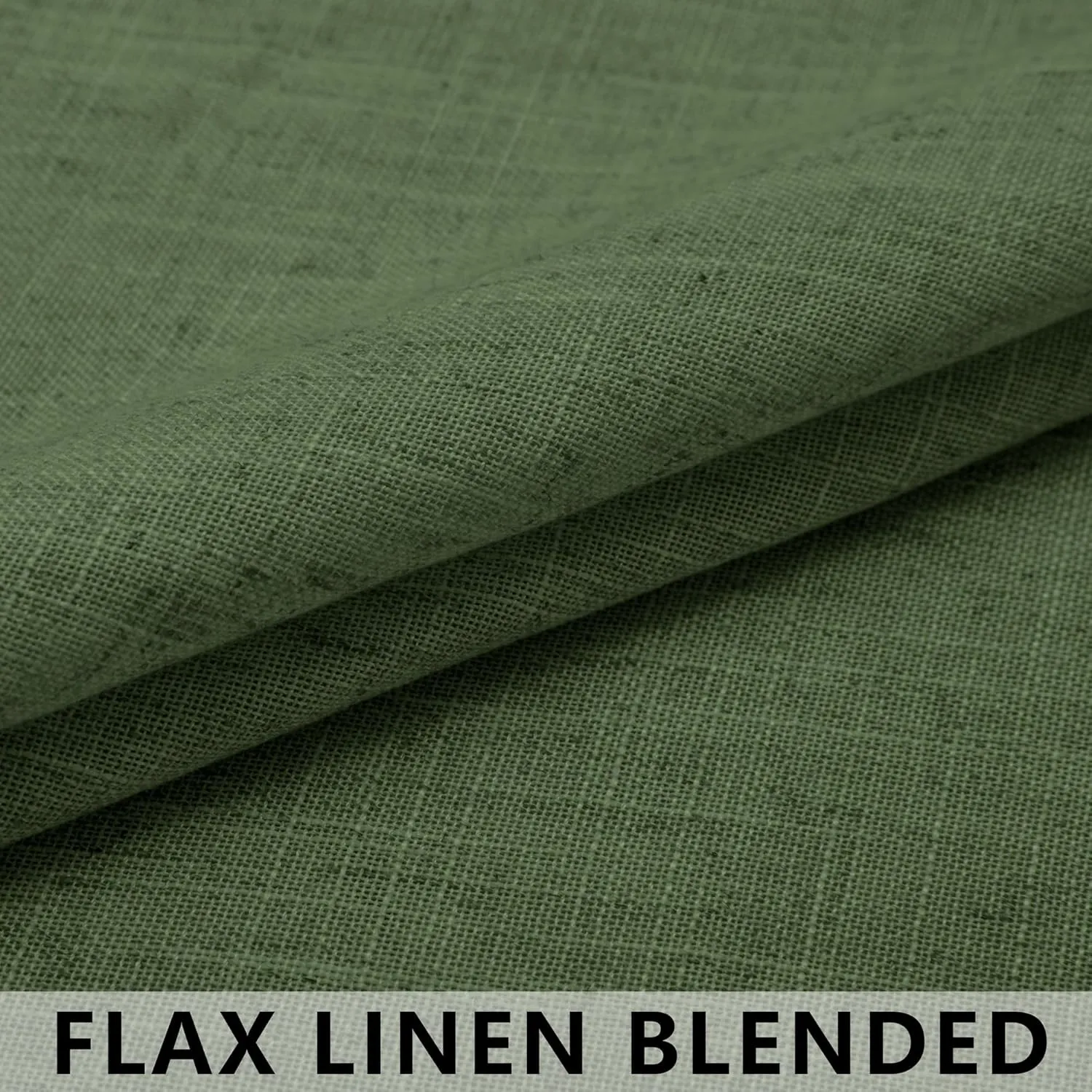 Olive Green Boho Curtains 84 Inch Length for Living Room 2 Panels Set Rod Pocket Linen Cotton Drape Semi Sheer Lightweight Neutral Aesthetic Army Moss Loden Green Curtain for Bedroom Dining 52x84 Long