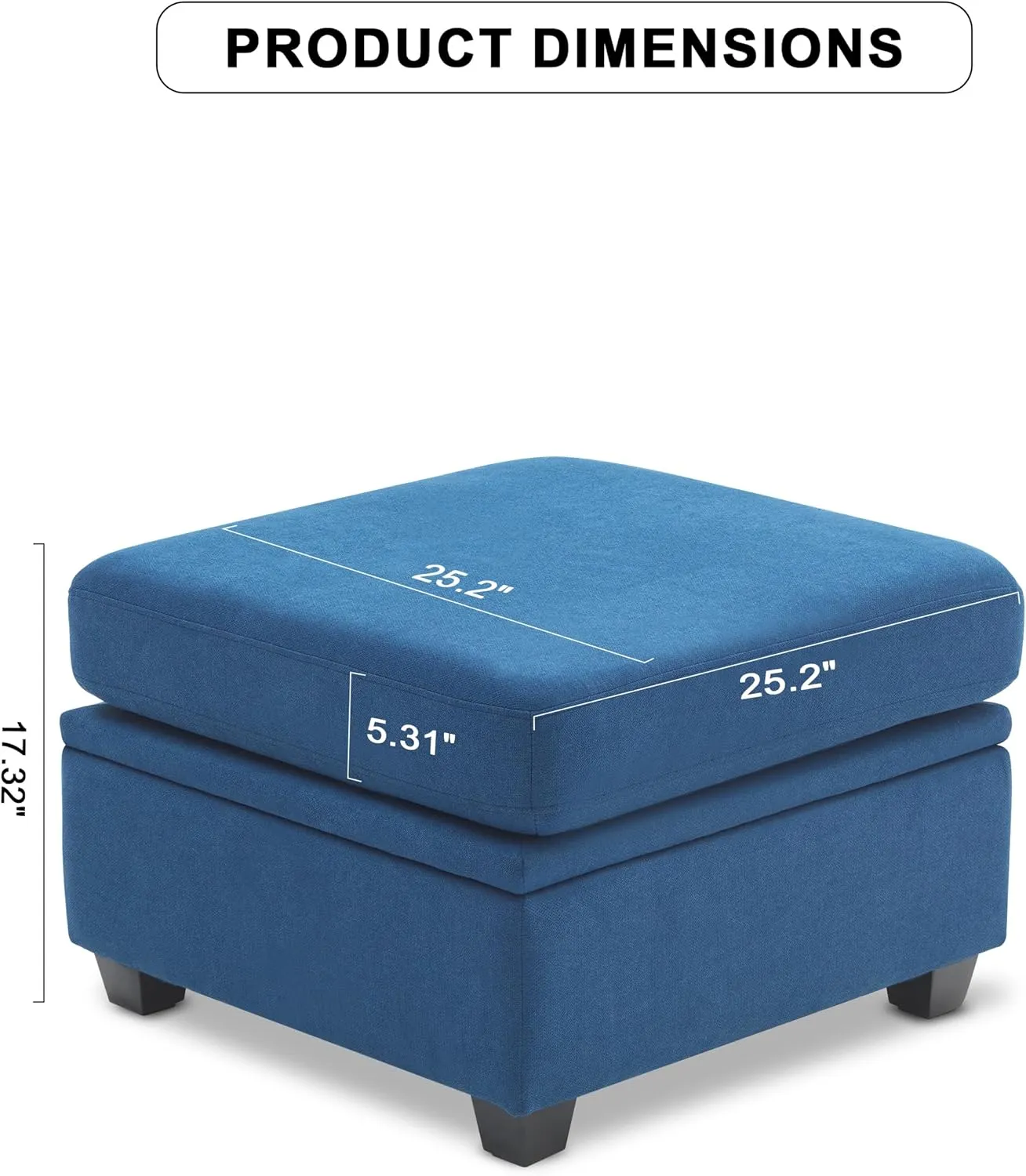 Ottoman Module for Modular Sectional Sofa, Storage Ottoman Seat for Convertible Sectional Sofa Couch, Blue