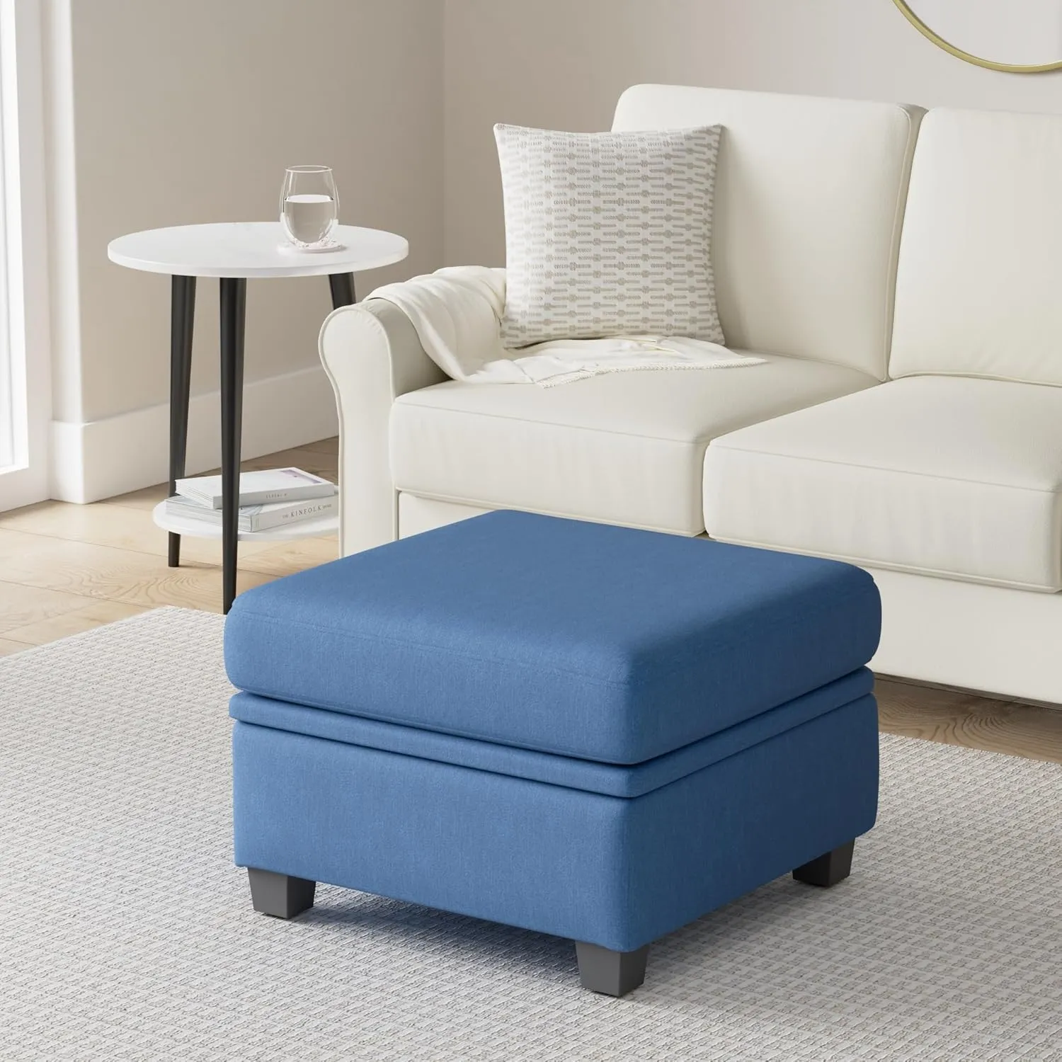 Ottoman Module for Modular Sectional Sofa, Storage Ottoman Seat for Convertible Sectional Sofa Couch, Blue