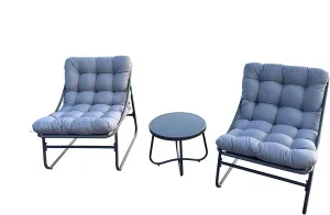 Outdoor Modular Bistro Set with Gray Cushion Set
