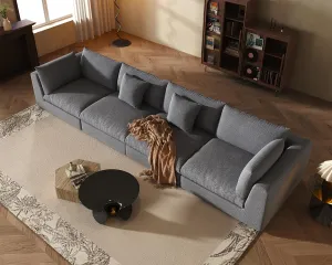 Oversized Modular Sectional Sofa,Cloud Couch Deep Seat Sofa Cushion Covers Removable,Oversized Sectional Couches for Living Room(4 Seater-Black Gray)