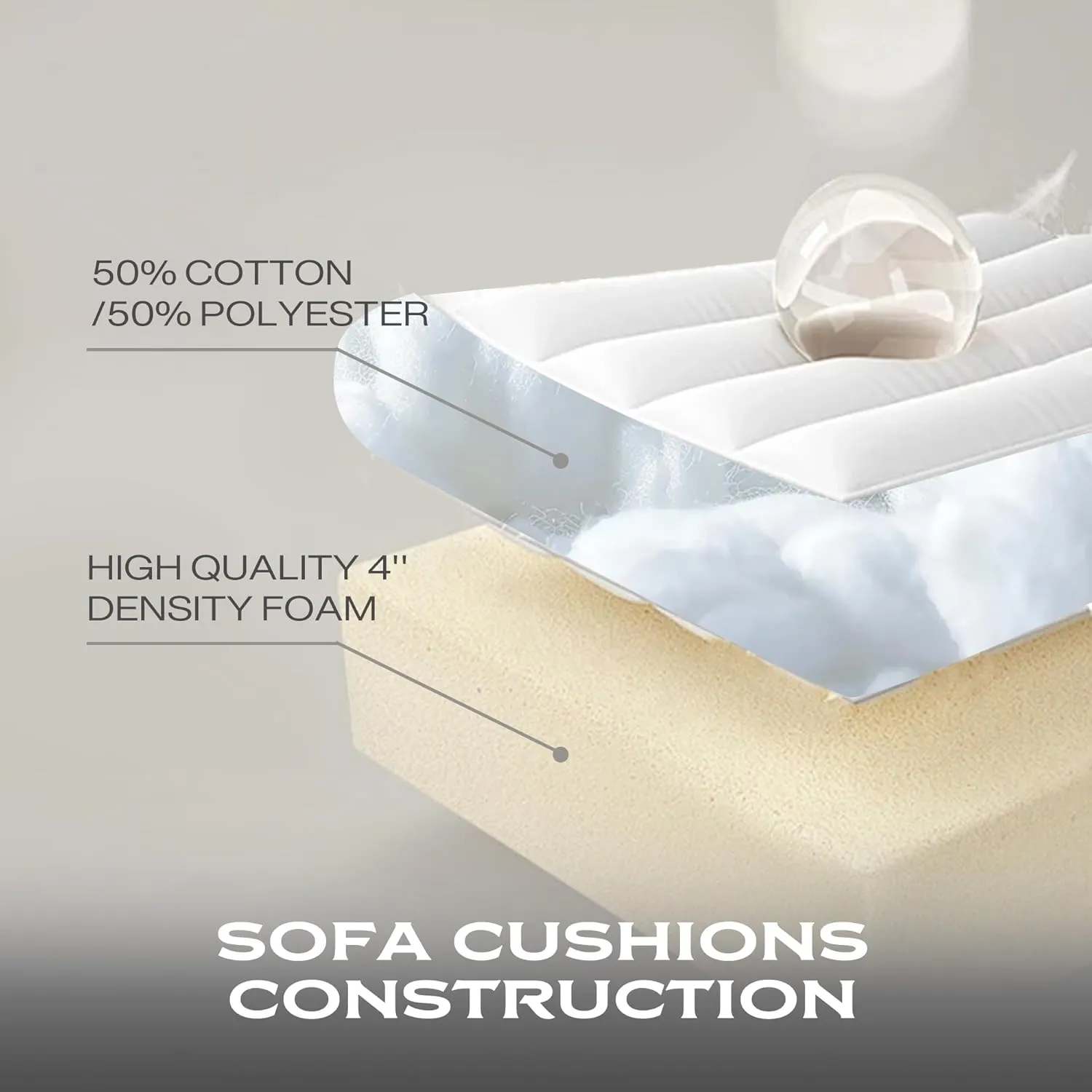 Oversized Modular Sectional Sofa,Cloud Couch Deep Seat Sofa Cushion Covers Removable,Oversized Sectional Couches for Living Room(6 Seater-Cream White Linen)
