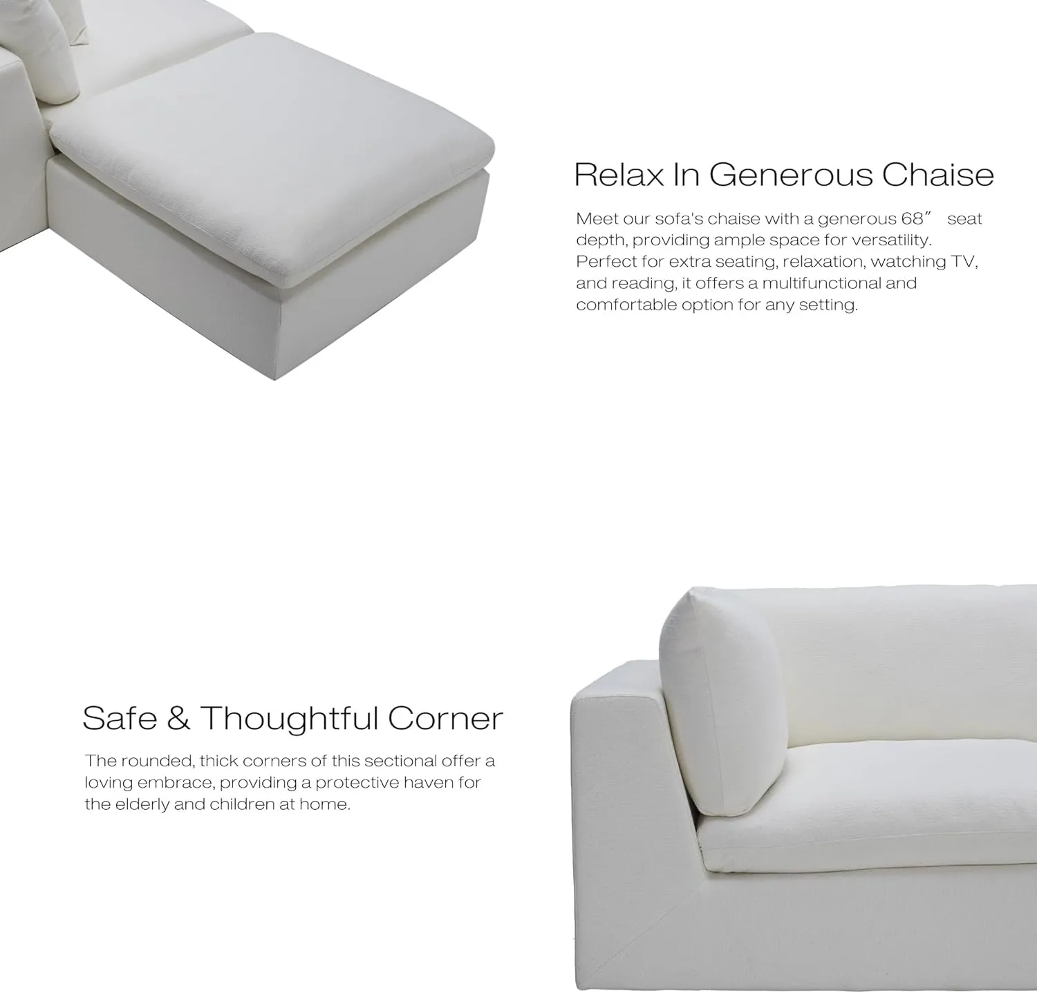 Oversized Modular Sectional Sofa,Cloud Couch Deep Seat Sofa Cushion Covers Removable,Oversized Sectional Couches for Living Room(6 Seater-Cream White Linen)