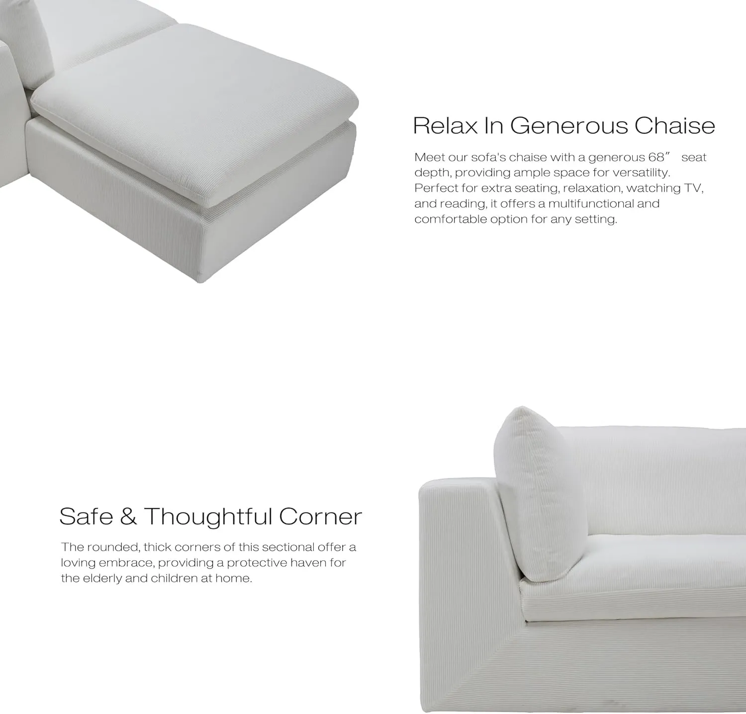 Oversized Modular Sectional Sofa,Cloud Couch Deep Seat Sofa Cushion Covers Removable,Oversized Sectional Couches for Living Room(6 Seater-Off White)